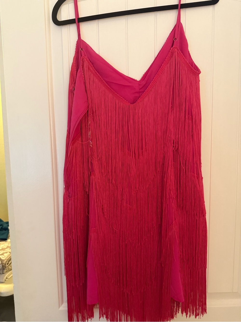Showpo Hot Pink Fringe Mini Dress | Size 12 - Picture 3 of 5